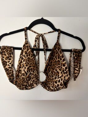 Leopard Print Triangle Bralette - Brown